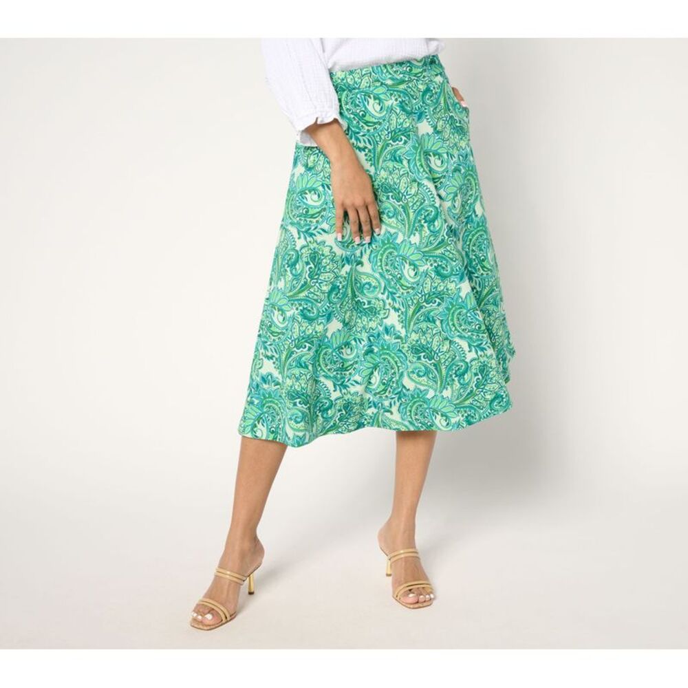 Isaac Mizrahi Live! Women's Petite Skirt PM Printed Scuba Multi-colored